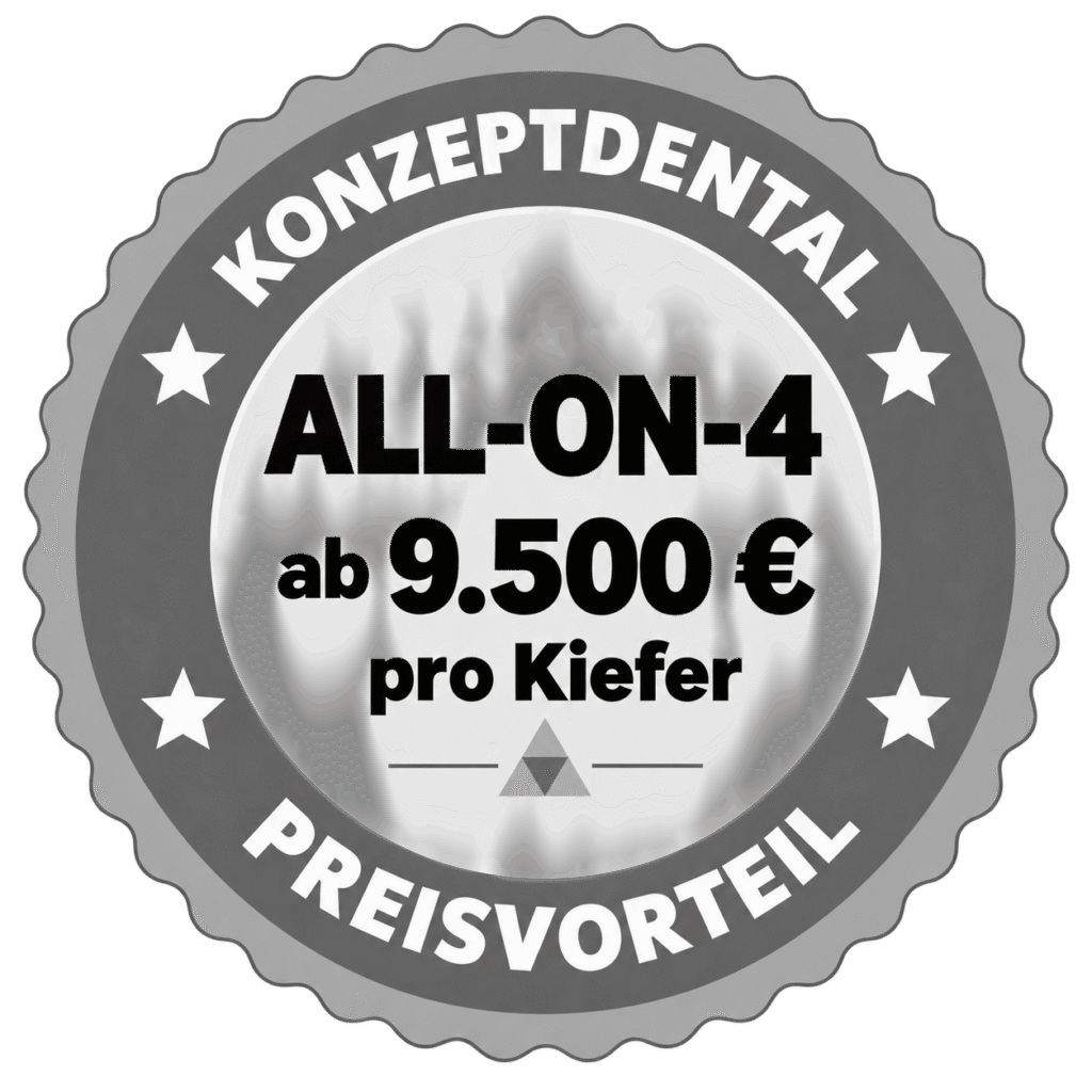 All-on-4 Zahnimplantat Angebot, ab 9500€ pro Kiefer, Qualitätssiegel